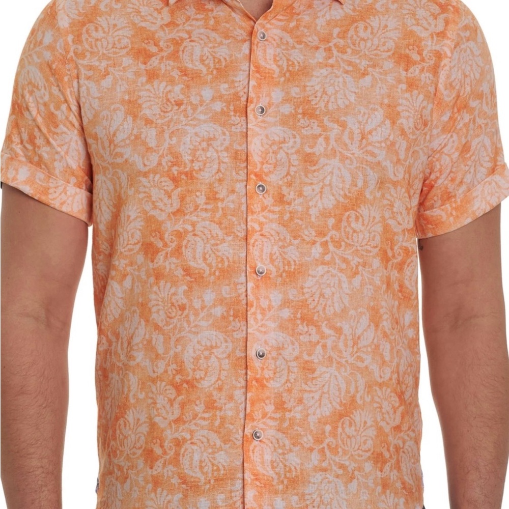 Robert Graham Orange Floral Casual Button Down Shirt